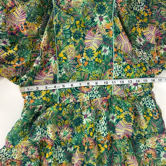 Kotidiano Floral Salma Dress Sheer Made in Spain Small Puff Sleeves Ruffle Boho - Picture 10 of 13